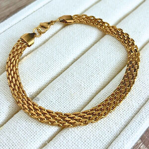 Gold Mesh Chain Bracelet – 6mm Stainless Steel, Modern Style Gift Idea